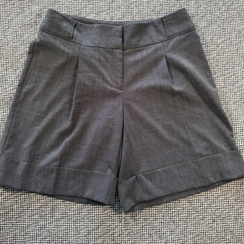 Style & Co Womens Charcoal Gray Pleated Cuffed Dress Shorts Size 4 Office